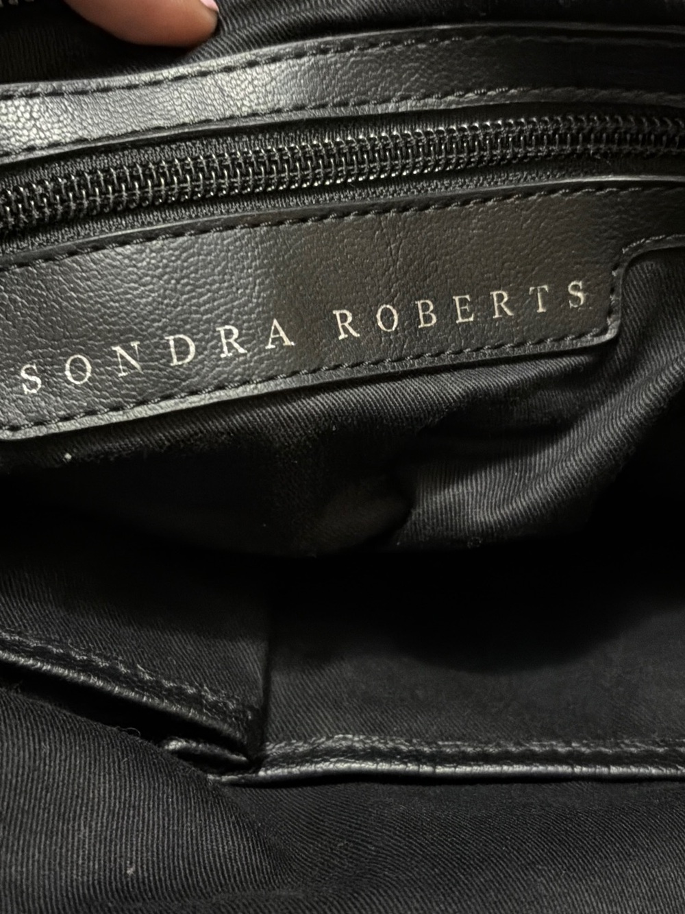 Sondra Roberts Black Suede Shoulder Bag with Red Accent - Picture 7 of 8